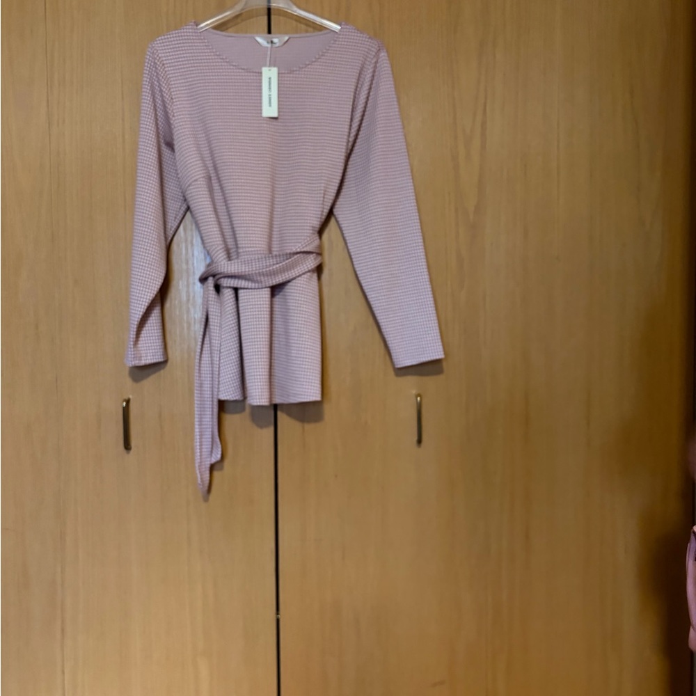 Pink Long Sleeve Belted Top
